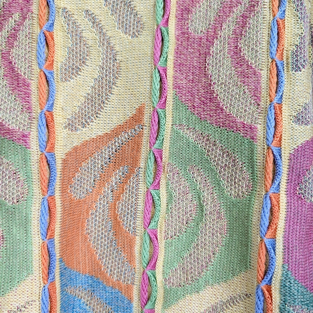 Mens Vintage Sweater Medium Colorful Print 90s style Cotton Blend St. Croix Oggi - Picture 10 of 10